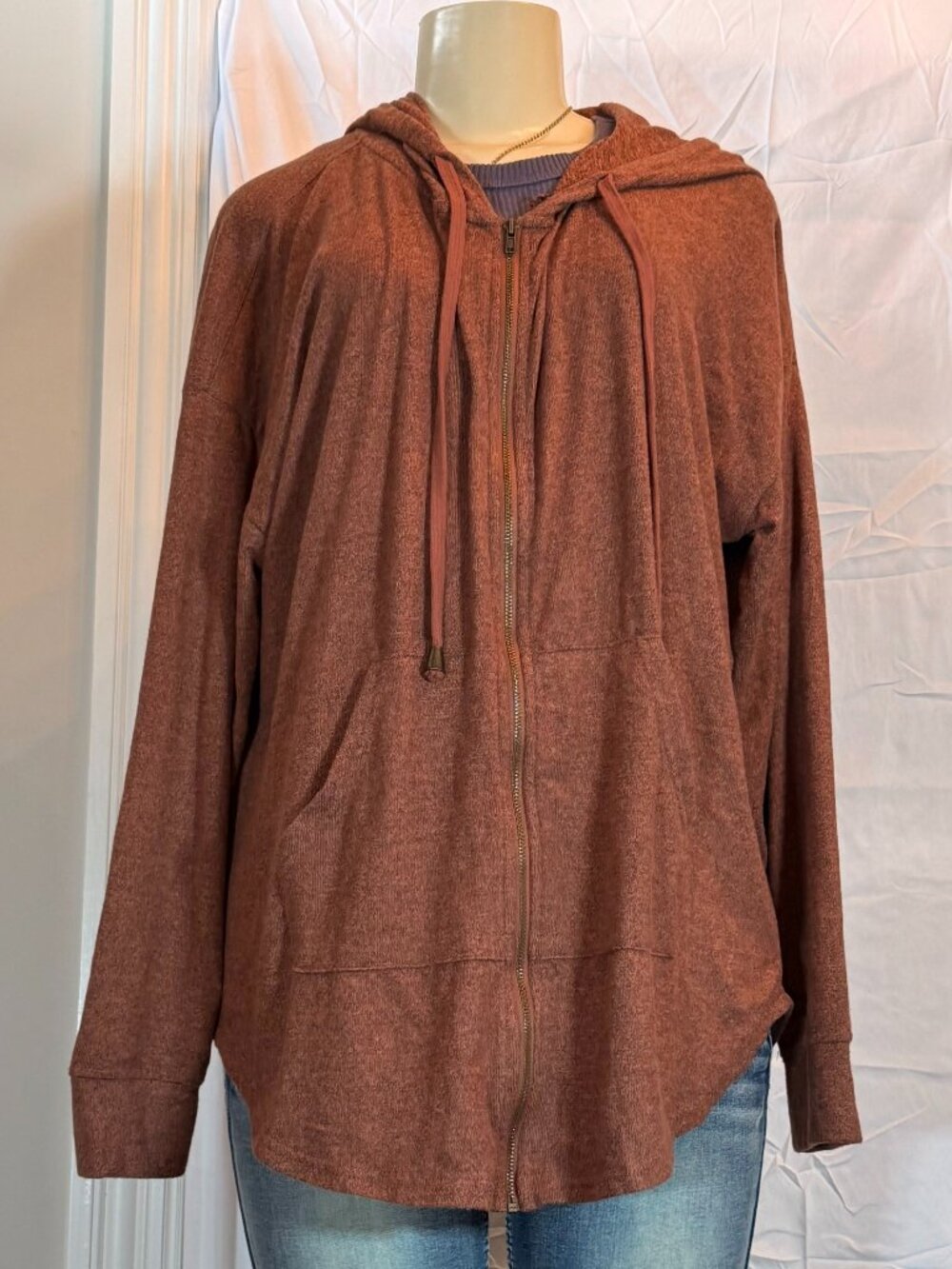 Maurices xtra soft comfy poly/spndx LS Burnt orange zip front Hoodie Women's XL